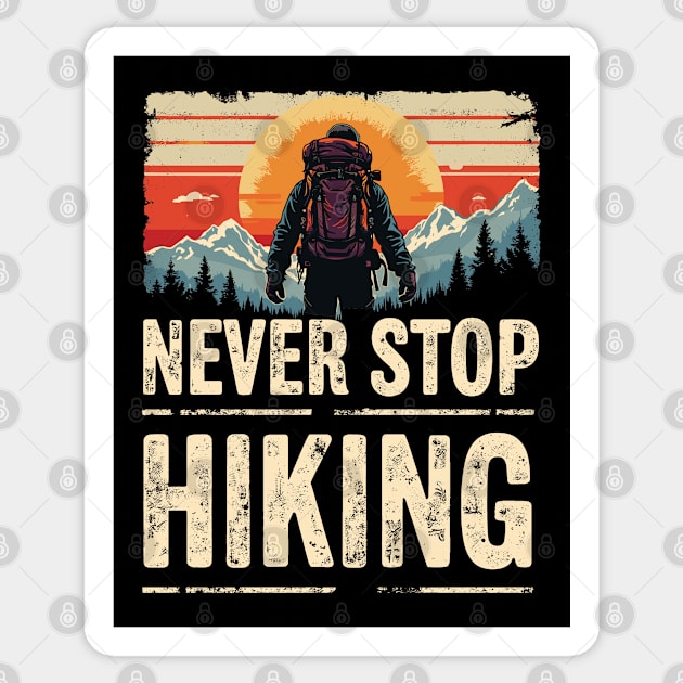 Never Stop Hiking Sticker by JessArty